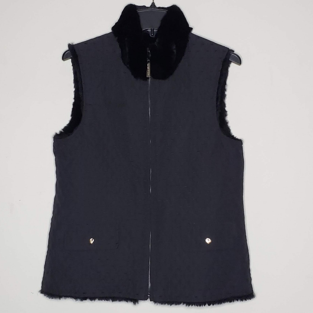 St. John Coats Reversible Quilted Dye Rabbit Vest